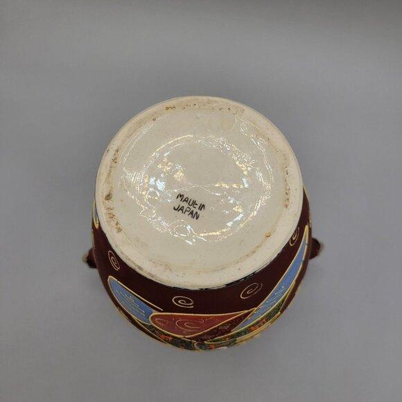 Japanese Mid Century Satsuma Ware Vase Foo Dogs Moriage Relief Hand Painted Gold - Picture 8 of 11